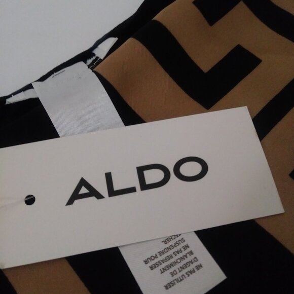 Aldo Black Tan Square Silk Scarf - Picture 3 of 12